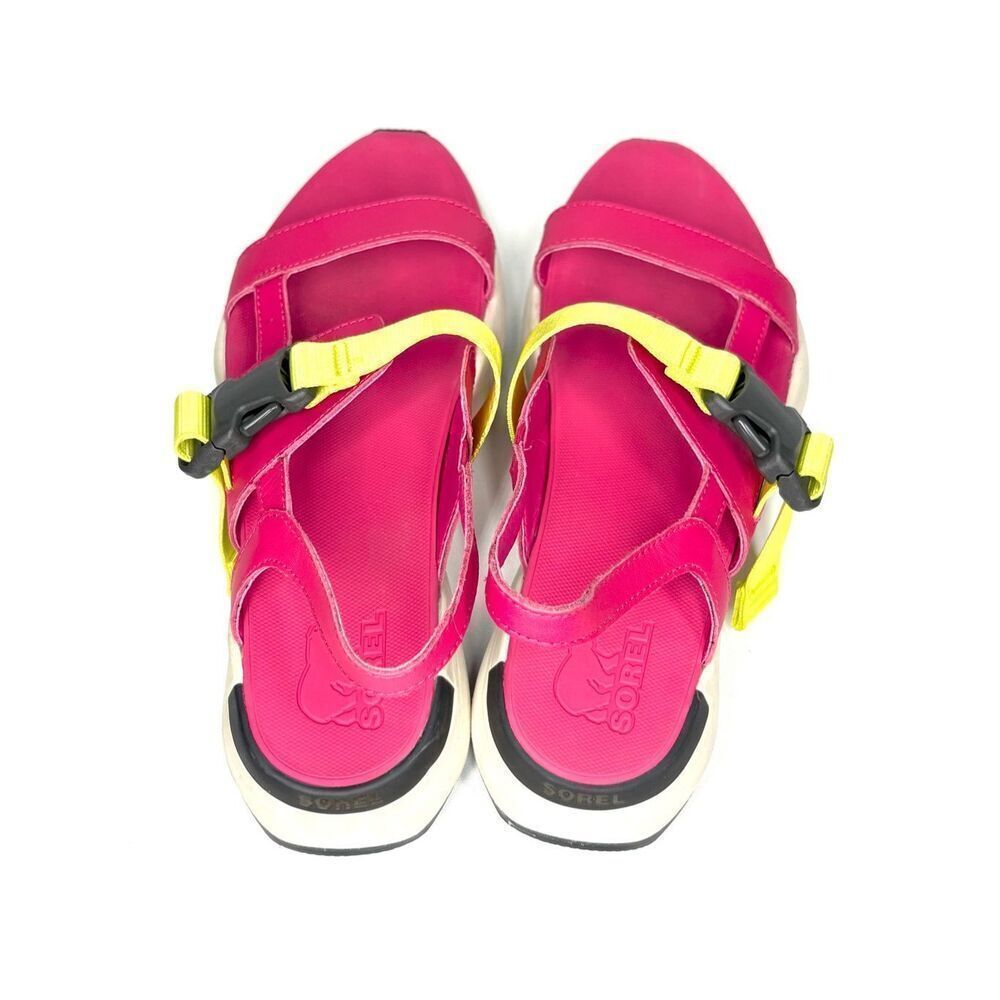 Sorel Kinetic Impact Leather Sling Sandal Sport Women Pink Yellow Ajustable 8 - Picture 4 of 7
